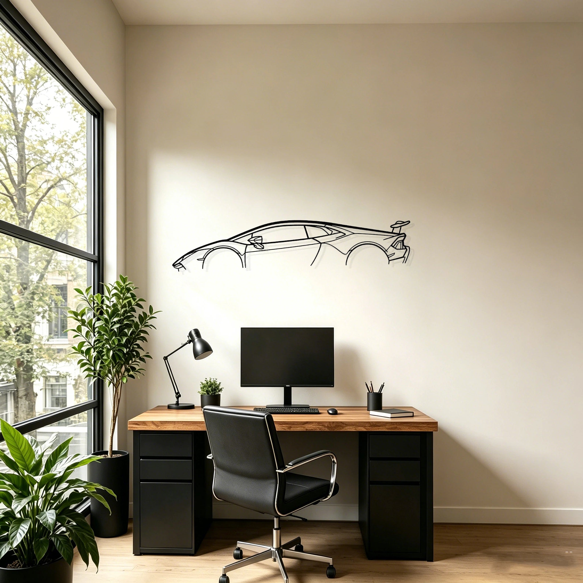 2018 Huracan Performante Classic Silhouette Metal Wall Art - Classic Car Garage Decor
