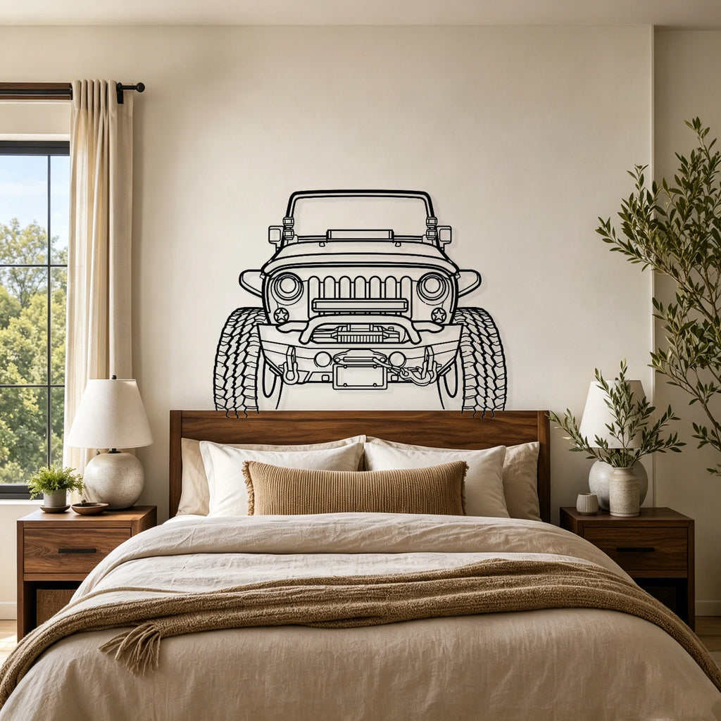 Wrangler Offroad Front View Metal Wall Art - Classic Car Garage Decor