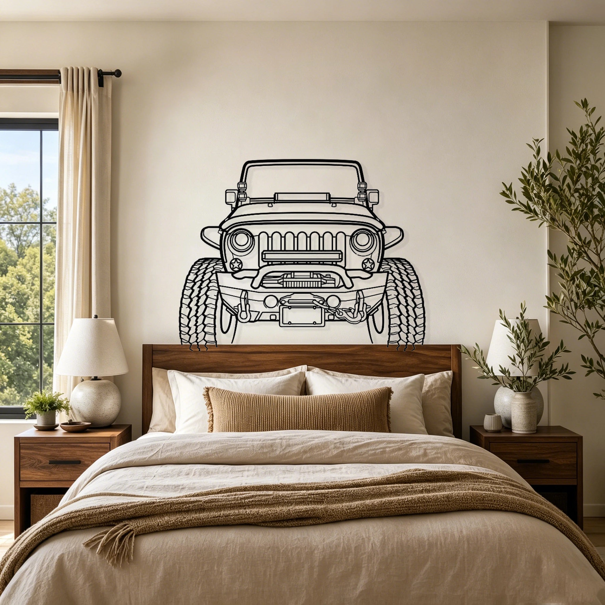 Wrangler Offroad Front View Metal Wall Art - Classic Car Garage Decor