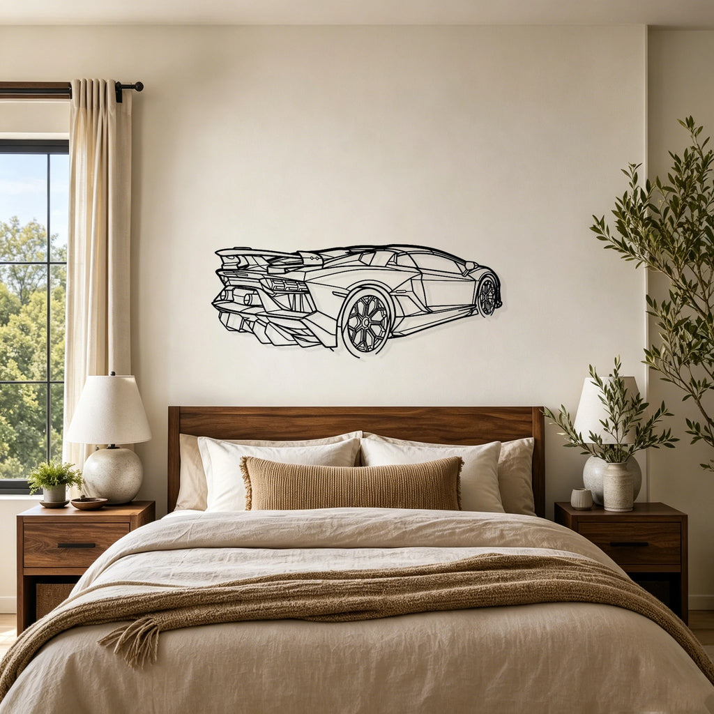 Aventador SVJ Roadster Angled View Metal Wall Art - Classic Car Garage Decor