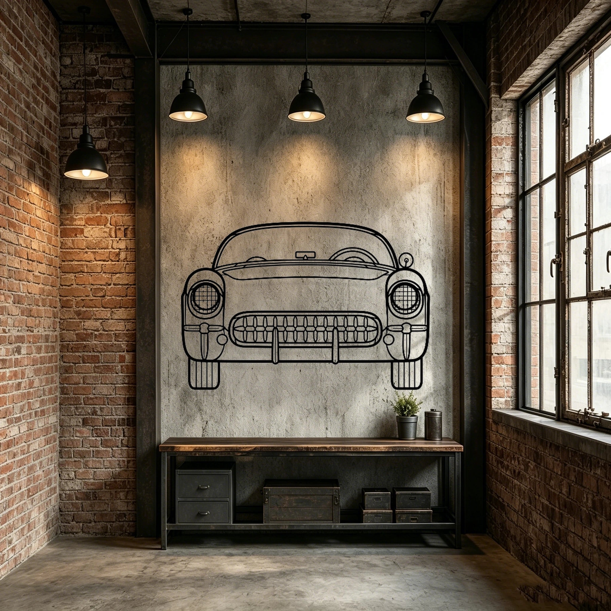 1953 C1 Front View Metal Wall Art - Classic Car Garage Decor