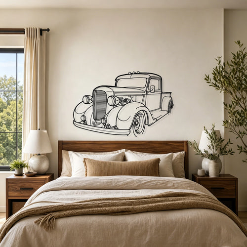 1938 Pickup Angled View Metal Wall Art - Classic Car Garage Decor