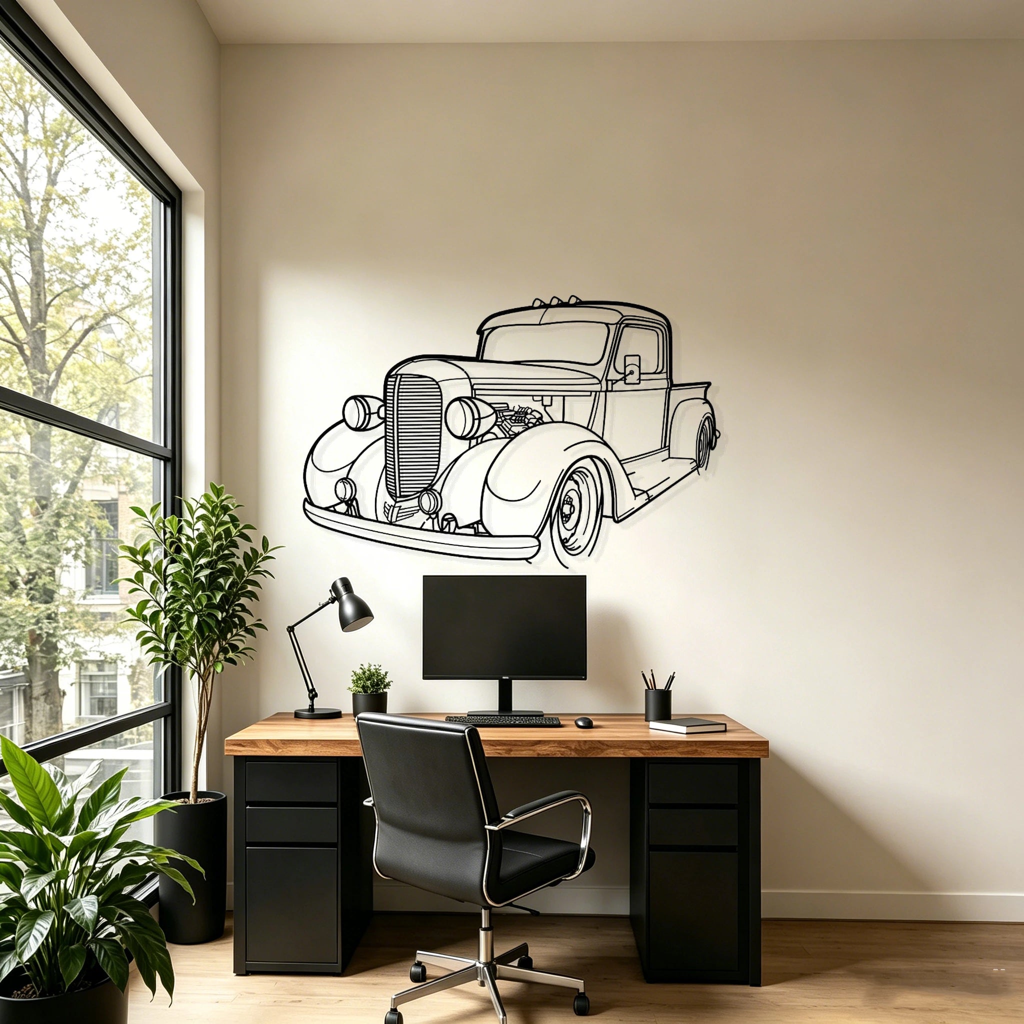 1938 Pickup Angled View Metal Wall Art - Classic Car Garage Decor