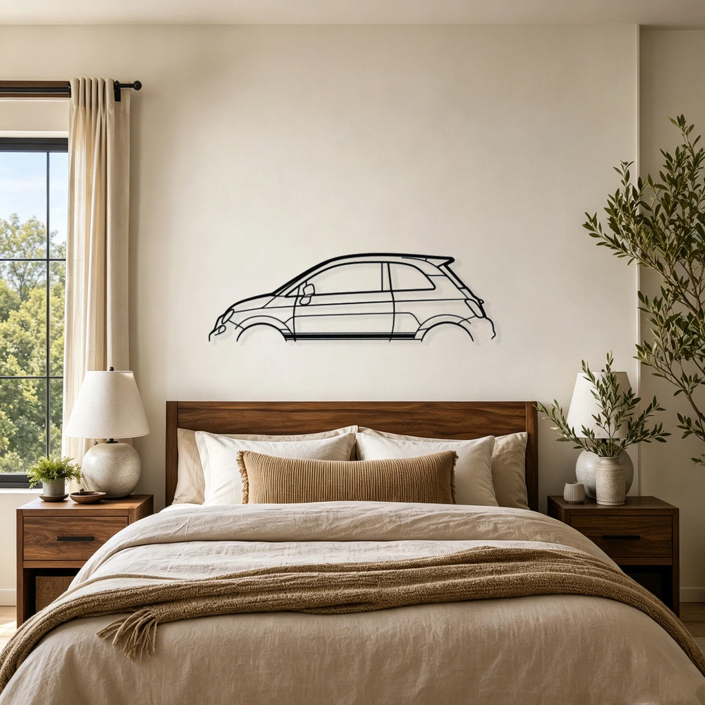 500 Abarth Detailed Silhouette Metal Wall Art - Classic Car Garage Decor
