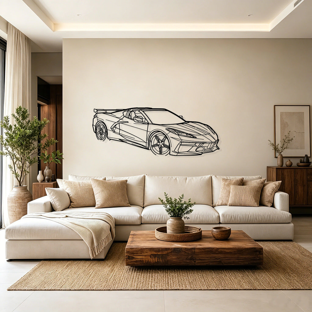 C8 HTC Angled View Metal Wall Art - Classic Car Garage Decor