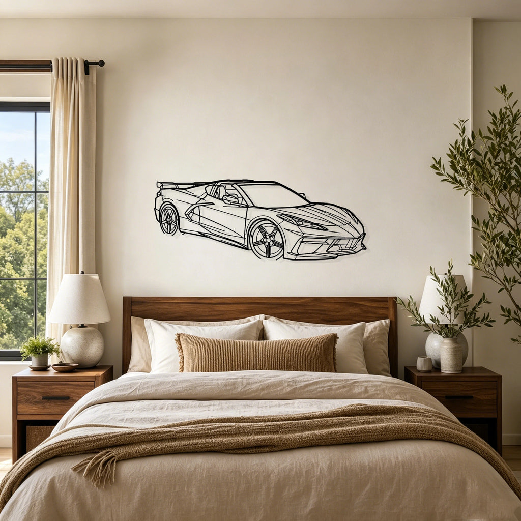 C8 HTC Angled View Metal Wall Art - Classic Car Garage Decor