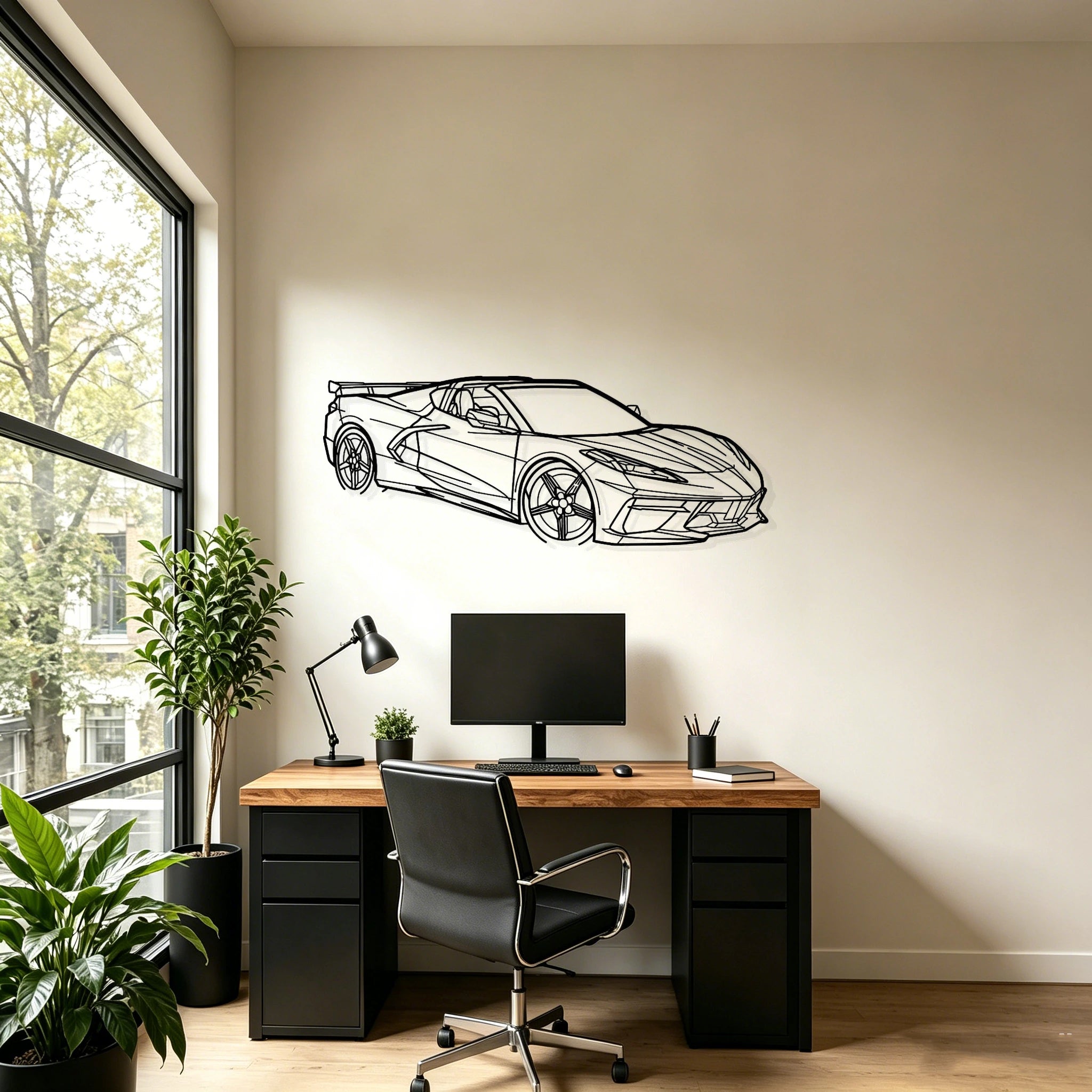 C8 HTC Angled View Metal Wall Art - Classic Car Garage Decor