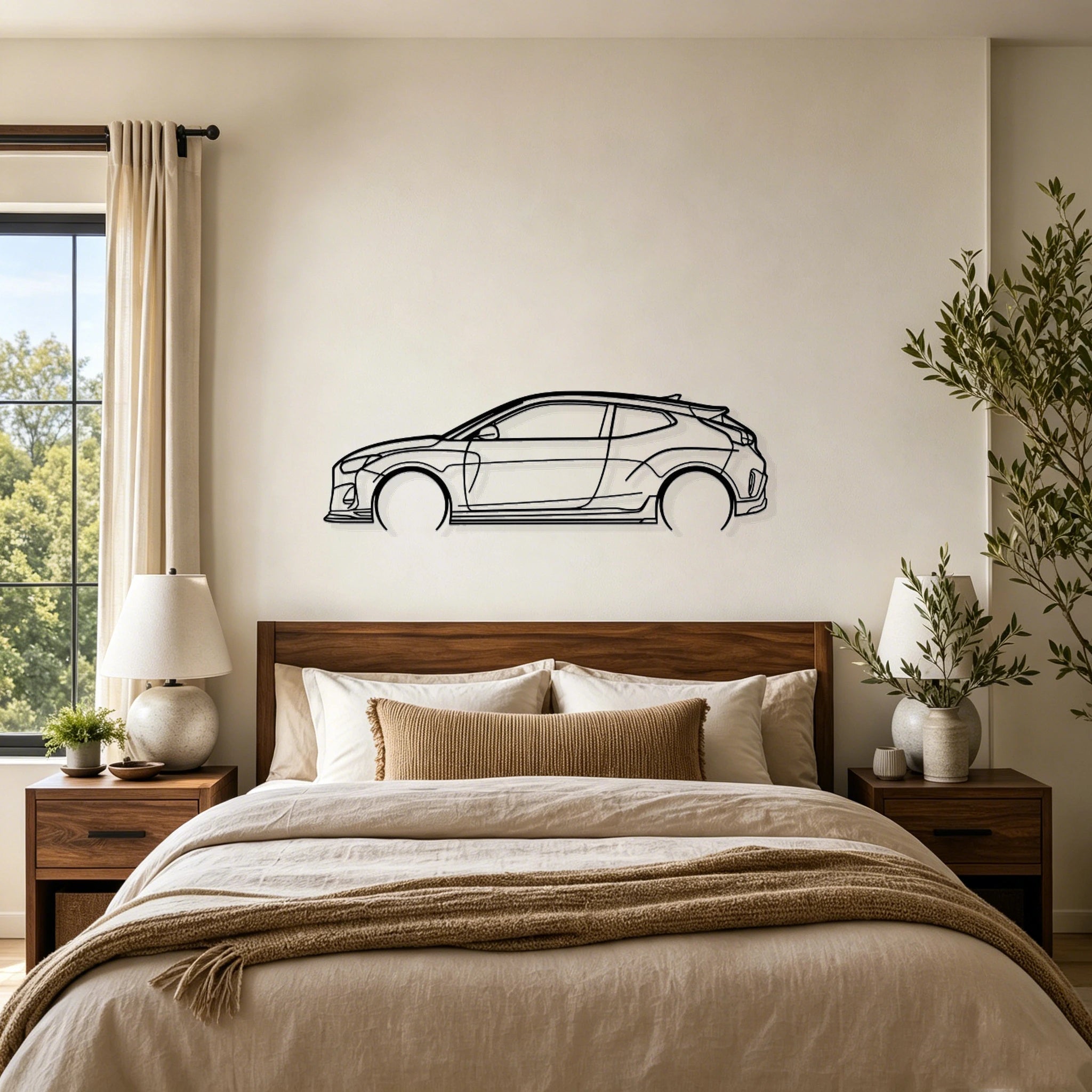 2020 Veloster R Detailed Silhouette Metal Wall Art - Classic Car Garage Decor