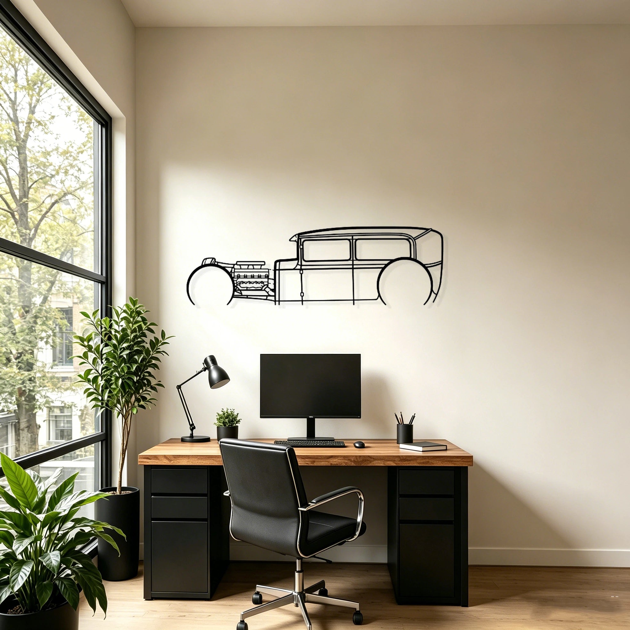 Model A Detailed Silhouette Metal Wall Art - Classic Car Garage Decor