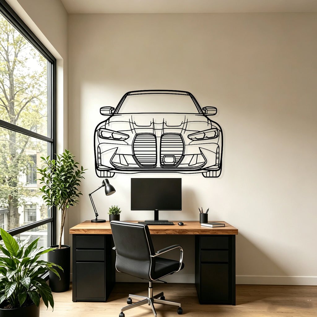 G80 M3 Front View Metal Wall Art - Classic Car Garage Decor