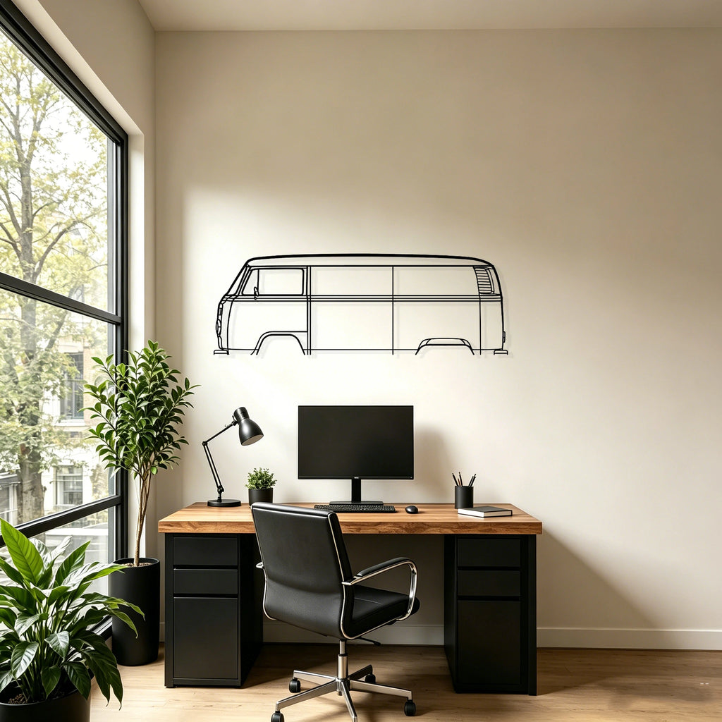 1977 T2 Bus Classic Silhouette Metal Wall Art - Classic Car Garage Decor