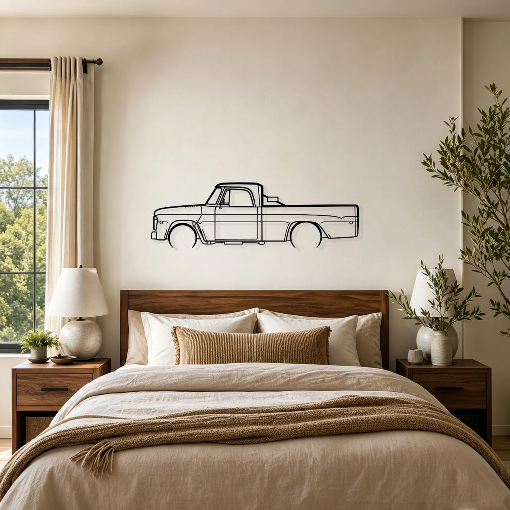 1968 D100 Detailed Silhouette Metal Wall Art - Classic Car Garage Decor