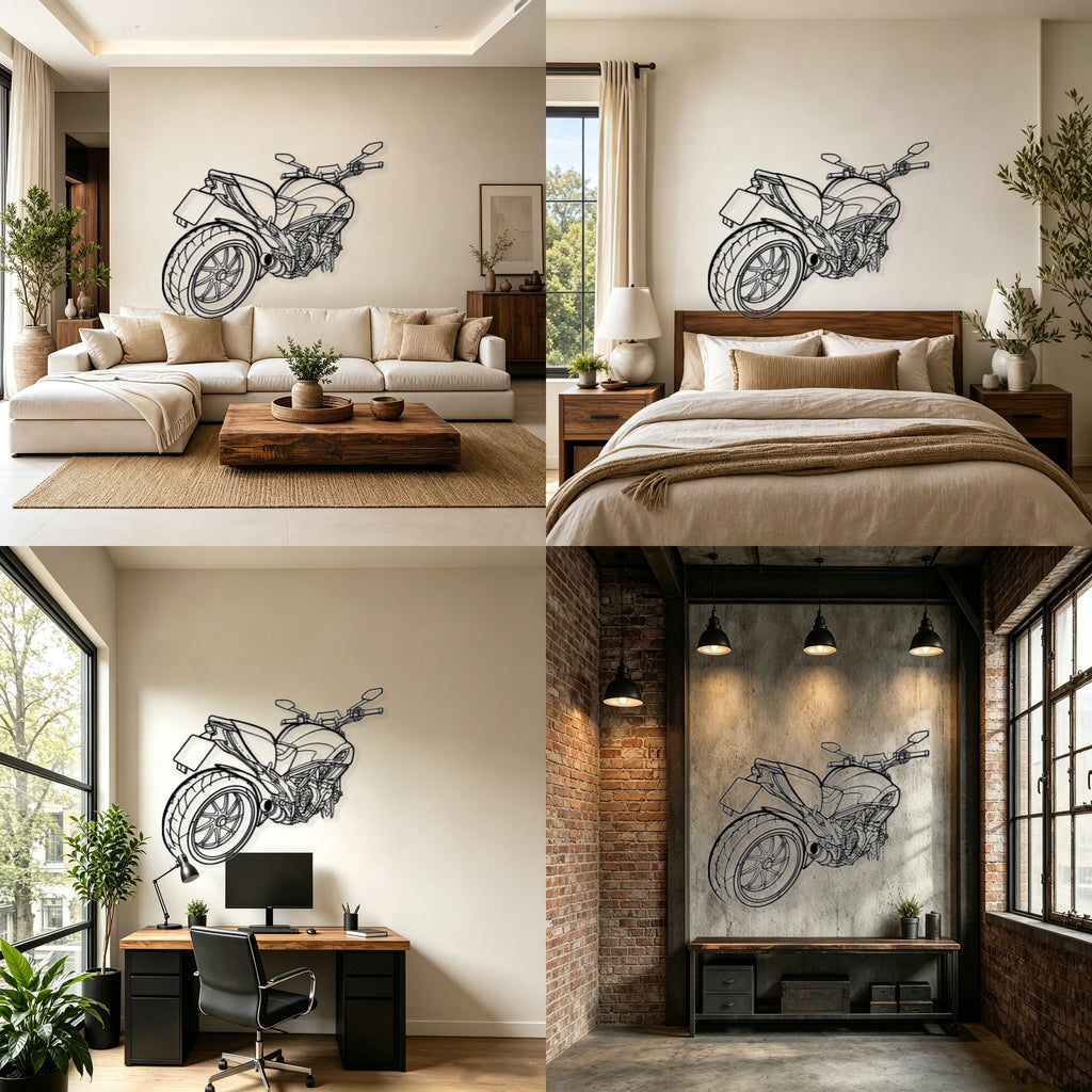2015 Diavel Angled View Metal Wall Art - Classic Car Garage Decor