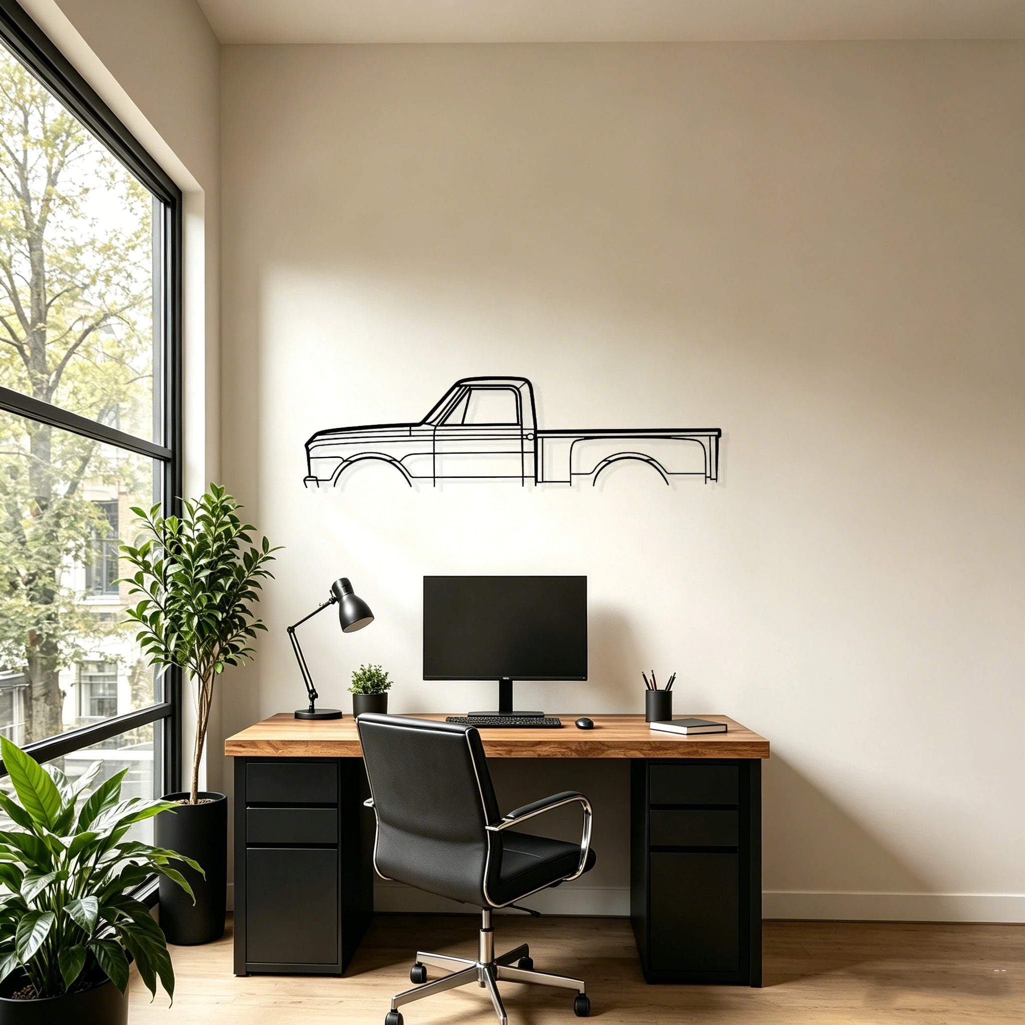 1968 C10 Stepside Classic Silhouette Metal Wall Art - Classic Car Garage Decor
