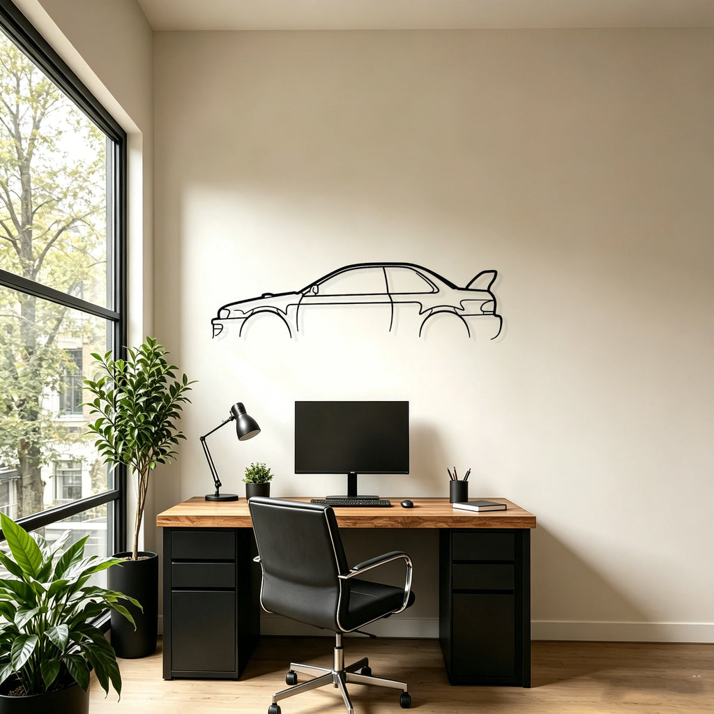 WRX STI B22 Classic Silhouette Metal Wall Art - Classic Car Garage Decor
