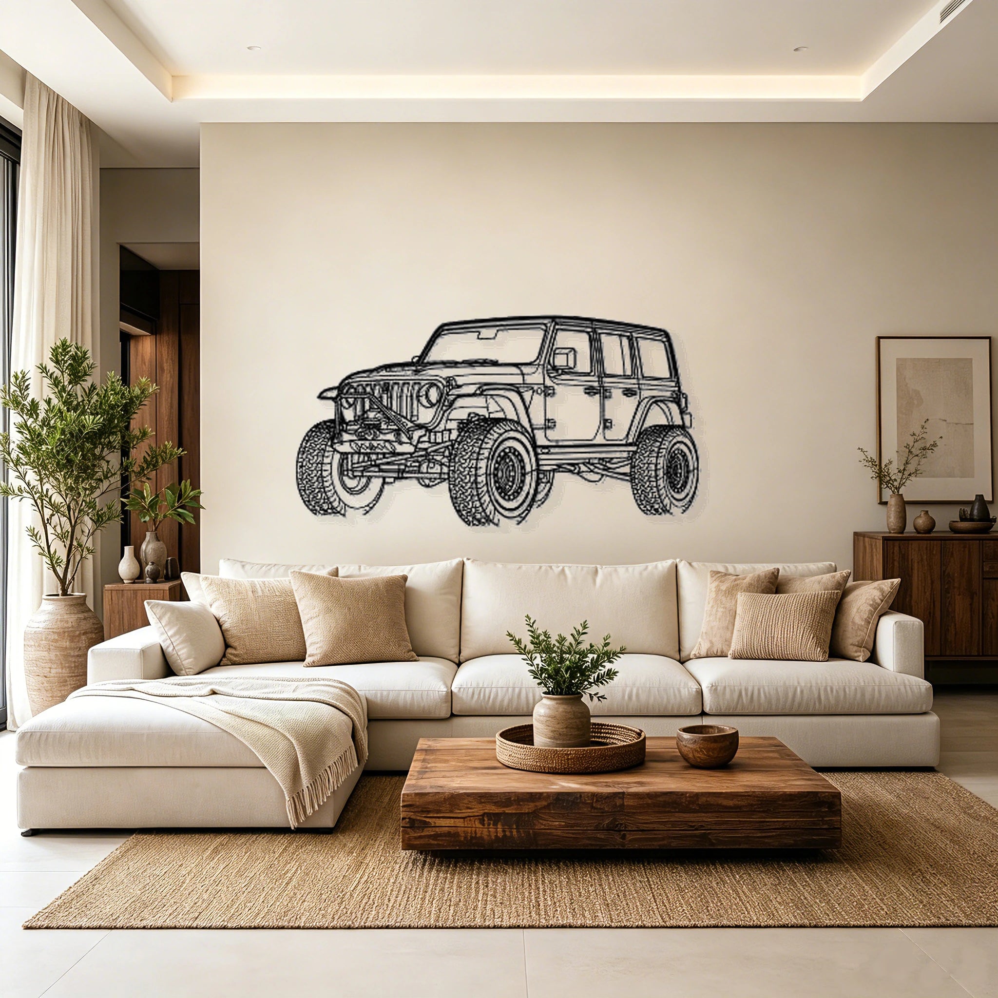 Wrangler Unlimited Angled View Metal Wall Art - Classic Car Garage Decor