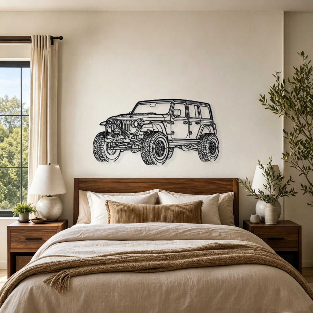 Wrangler Unlimited Angled View Metal Wall Art - Classic Car Garage Decor