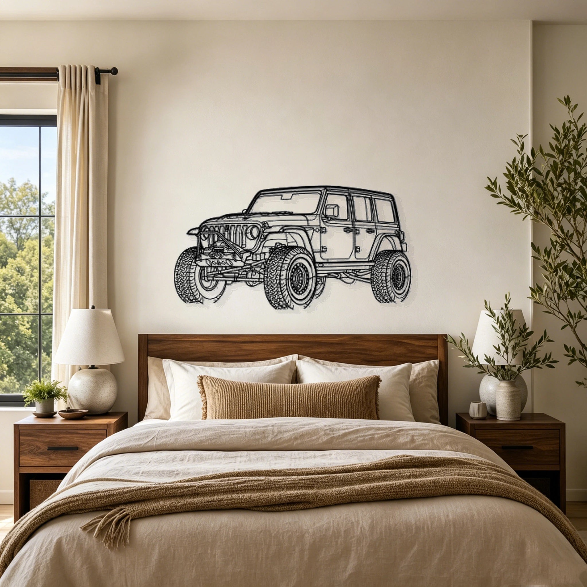 Wrangler Unlimited Angled View Metal Wall Art - Classic Car Garage Decor