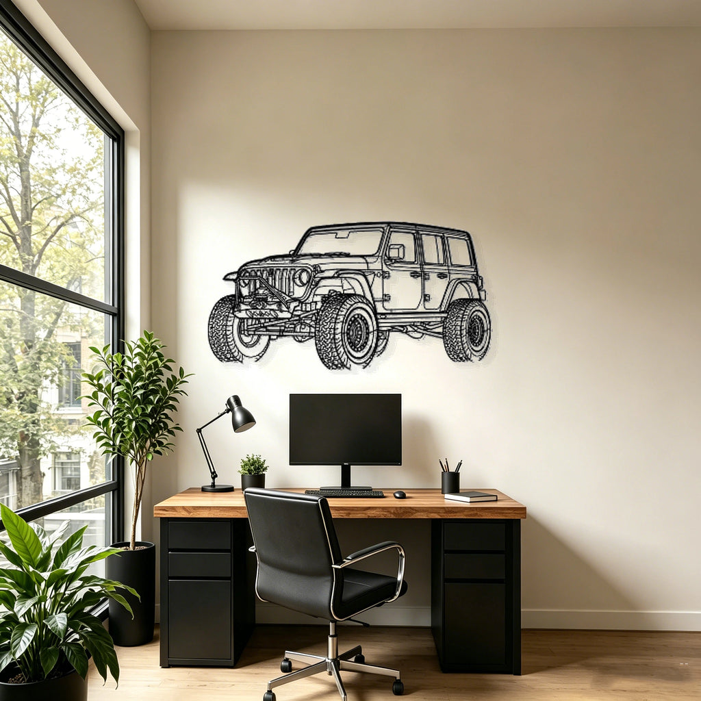 Wrangler Unlimited Angled View Metal Wall Art - Classic Car Garage Decor
