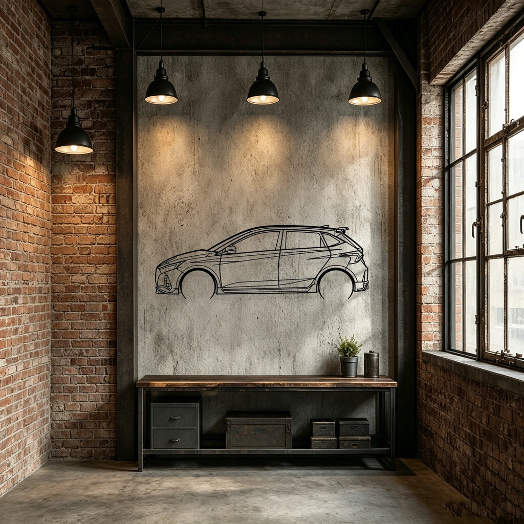2022 i20N Detailed Silhouette Metal Wall Art - Classic Car Garage Decor
