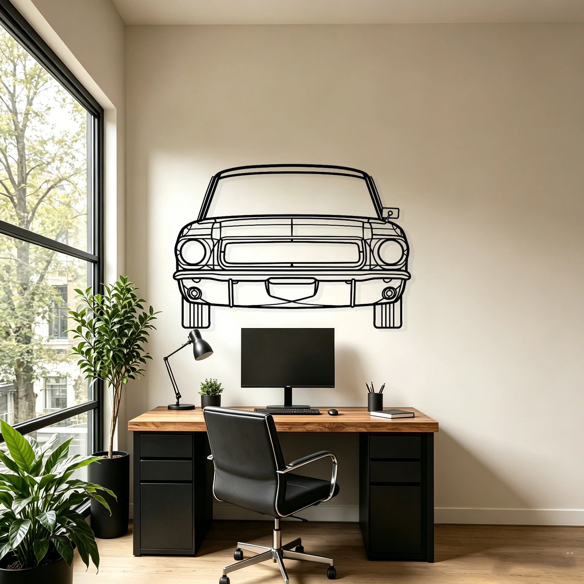 1968 Mustang Front View Metal Wall Art - Classic Car Garage Decor