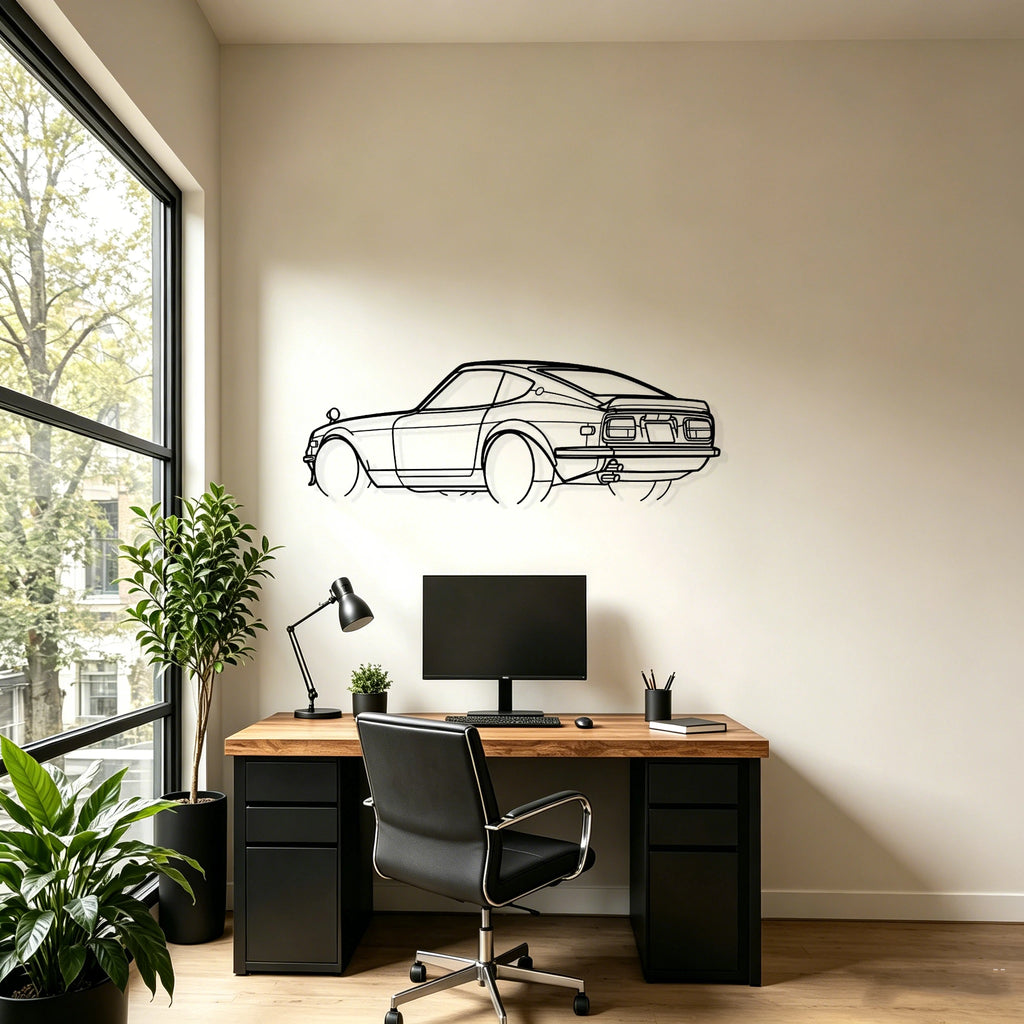 1972 240Z Angled View Metal Wall Art - Classic Car Garage Decor