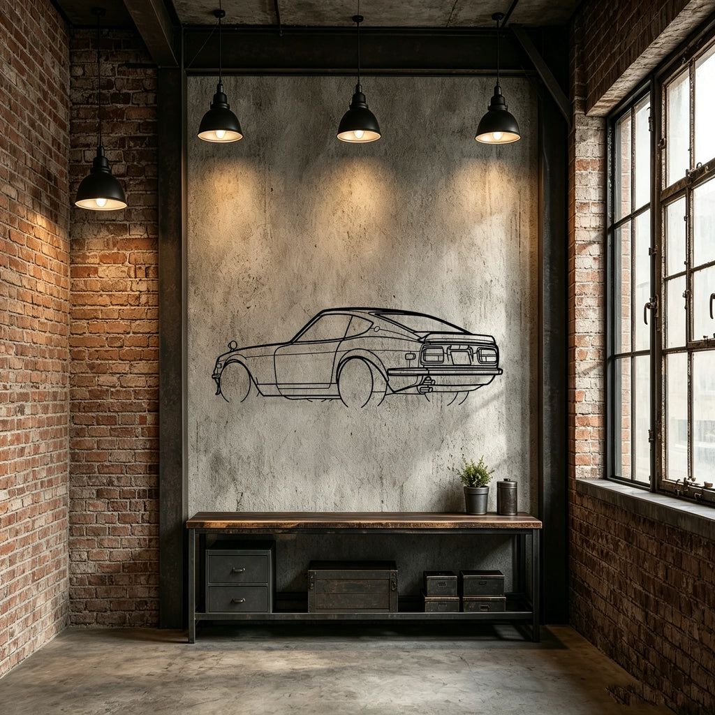 1972 240Z Angled View Metal Wall Art - Classic Car Garage Decor