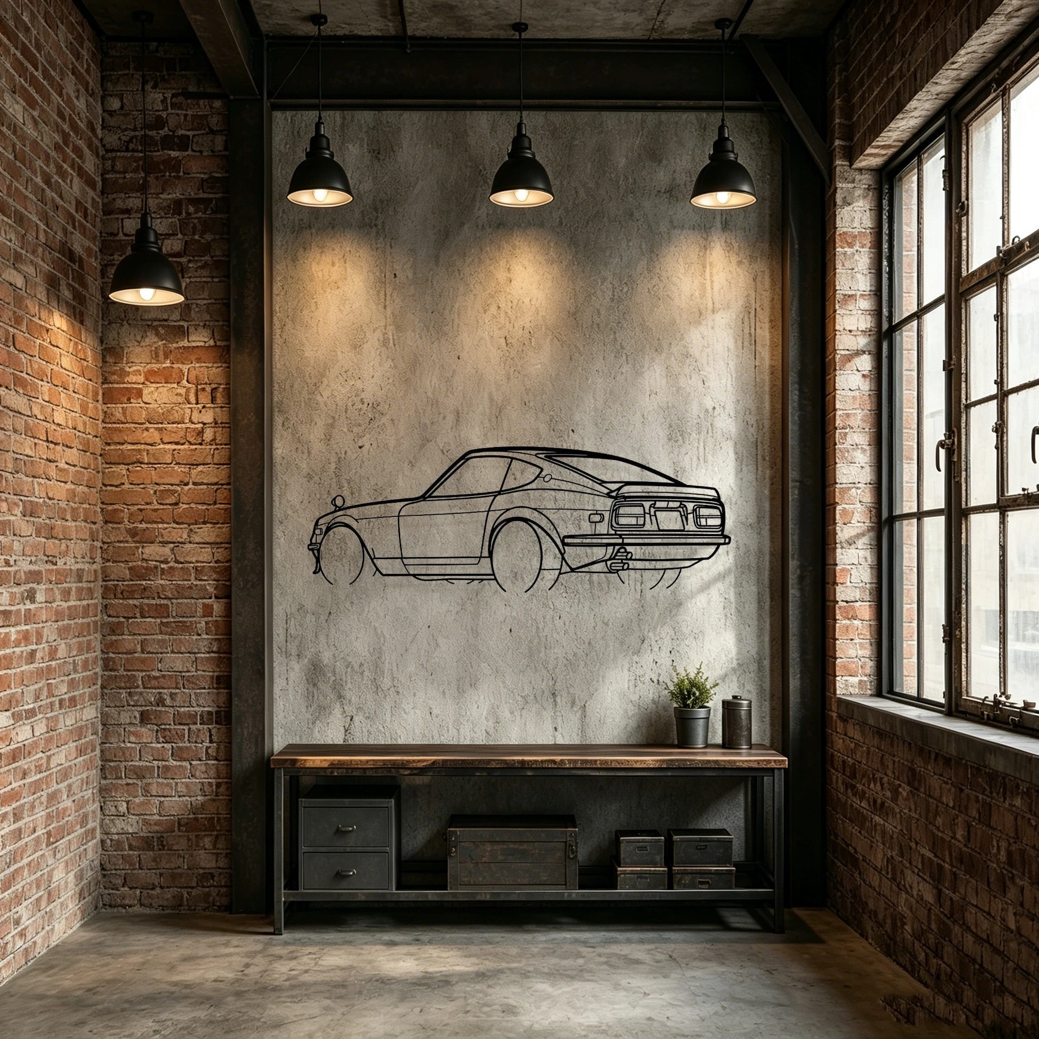 1972 240Z Angled View Metal Wall Art - Classic Car Garage Decor