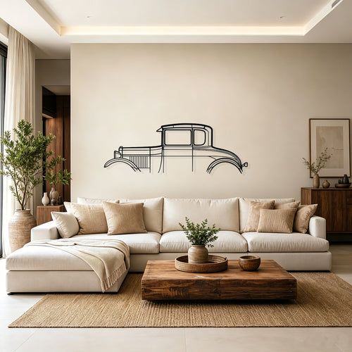 1928 Model A Special Coupe Classic Silhouette Metal Wall Art - Classic Car Garage Decor