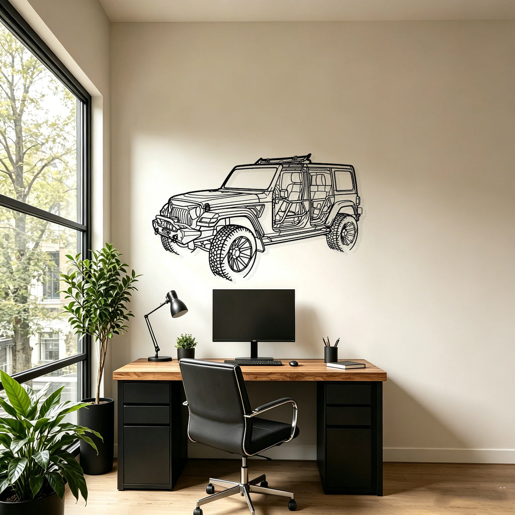 2022 Wrangler Angled View Metal Wall Art - Classic Car Garage Decor