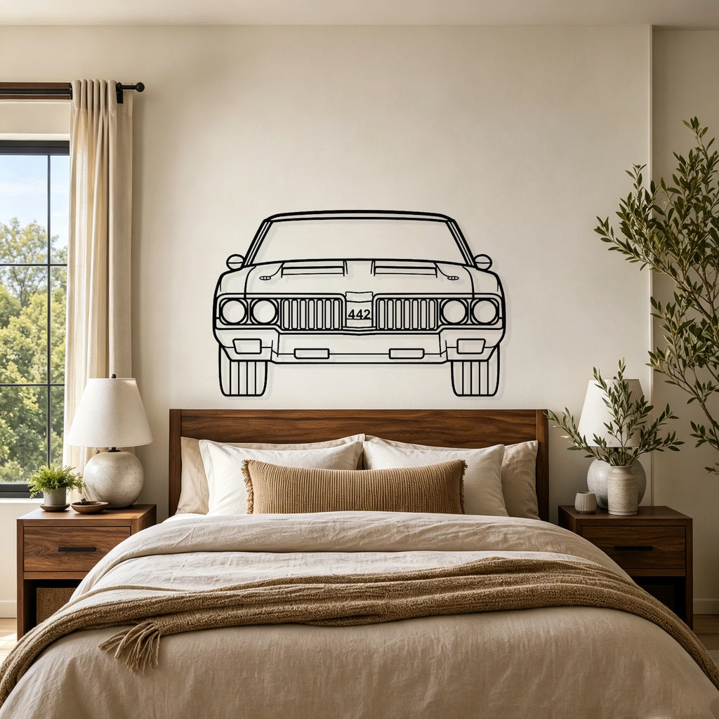 1970 442 Front View Metal Wall Art - Classic Car Garage Decor
