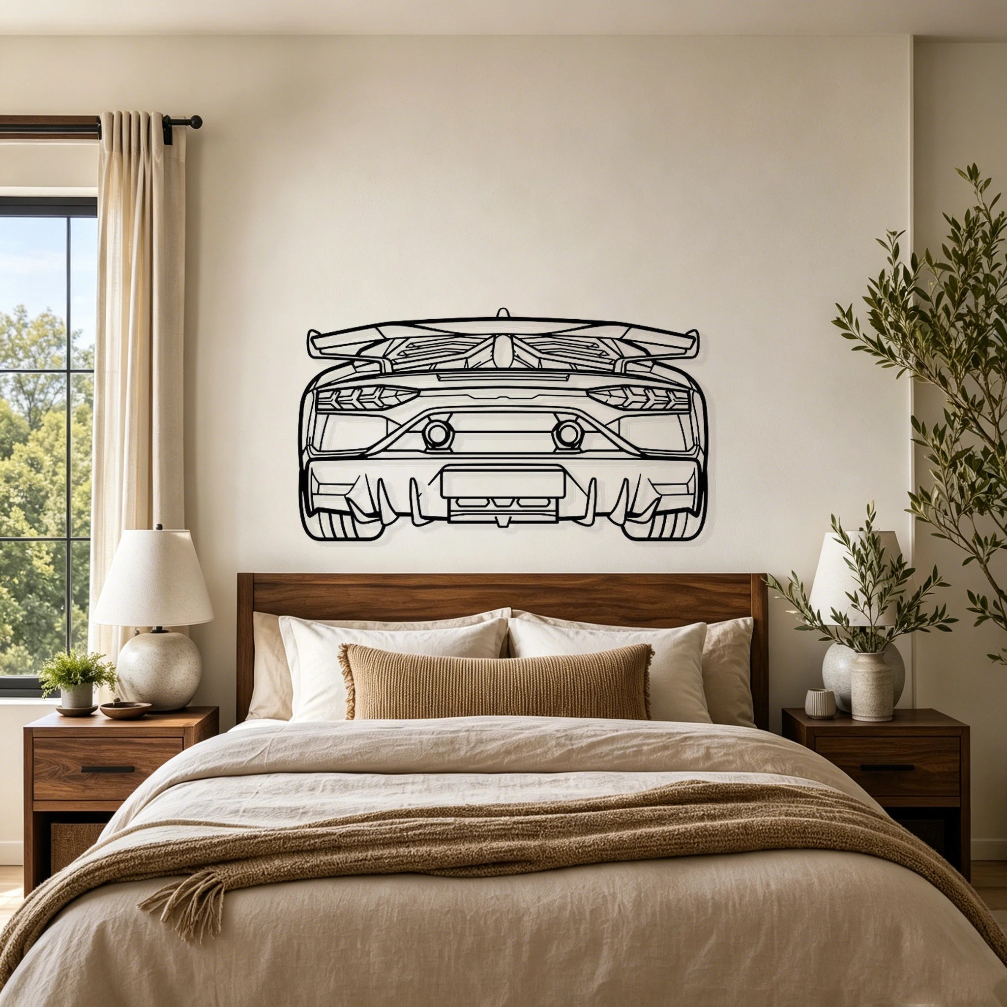 2021 Aventador SVJ Back Silhouette Metal Wall Art - Classic Car Garage Decor