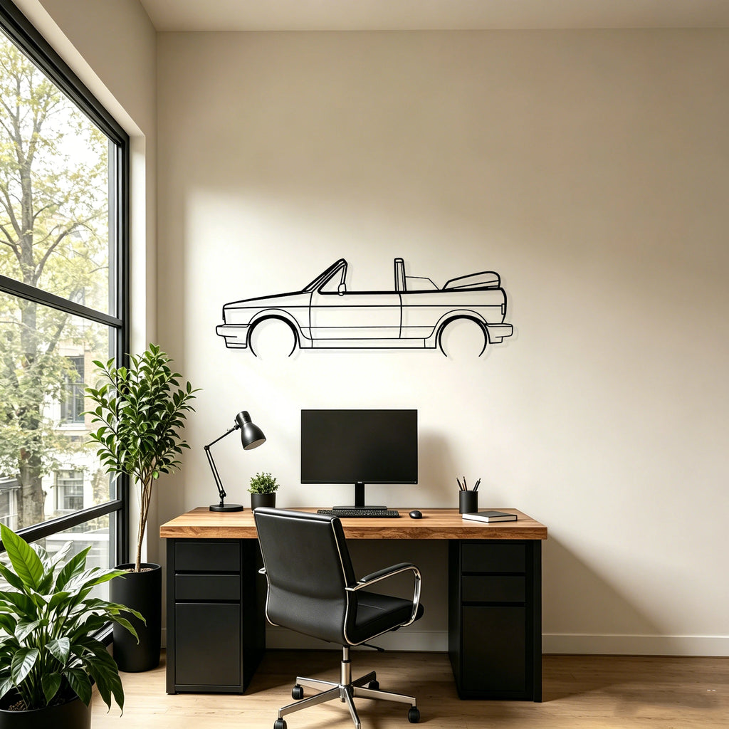 Golf 1 Sportline Cabriolet Detailed Silhouette Metal Wall Art - Classic Car Garage Decor