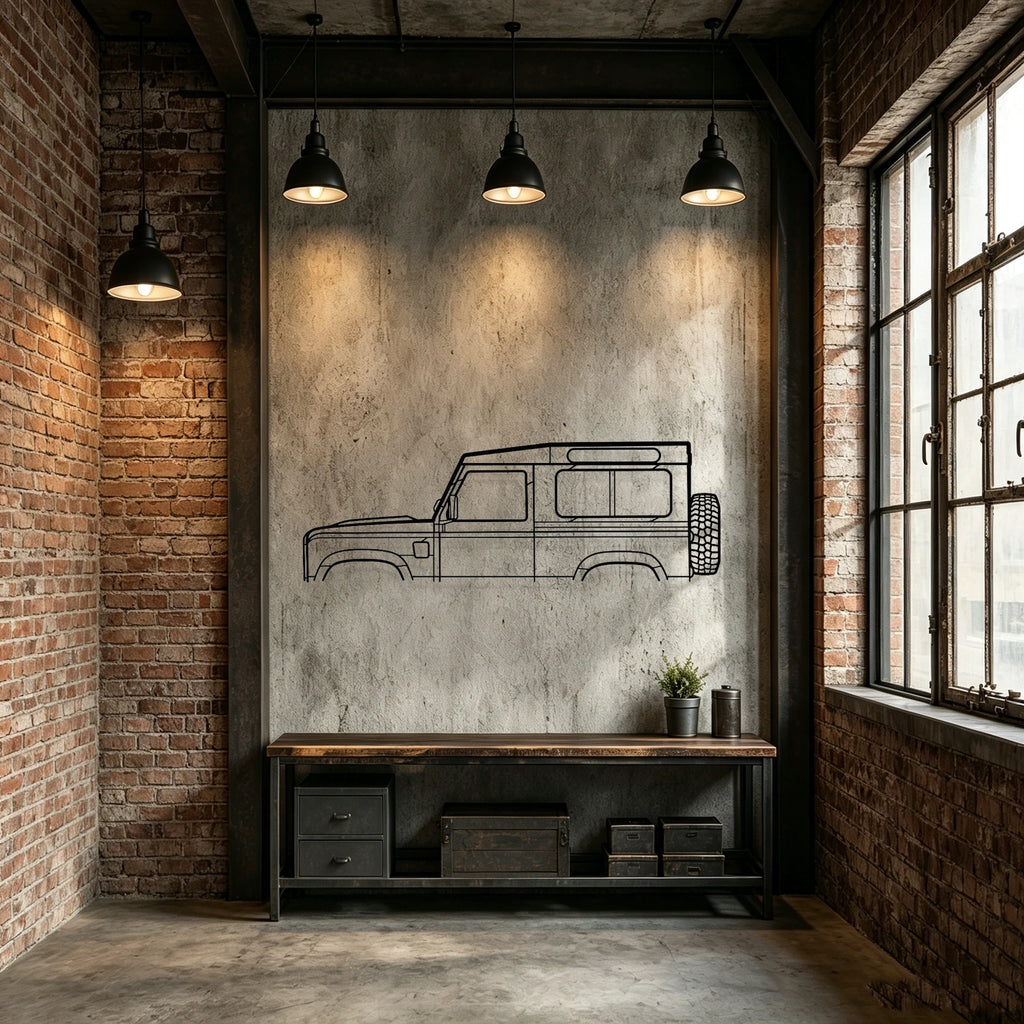 2010 Defender 90 Classic Silhouette Metal Wall Art - Classic Car Garage Decor