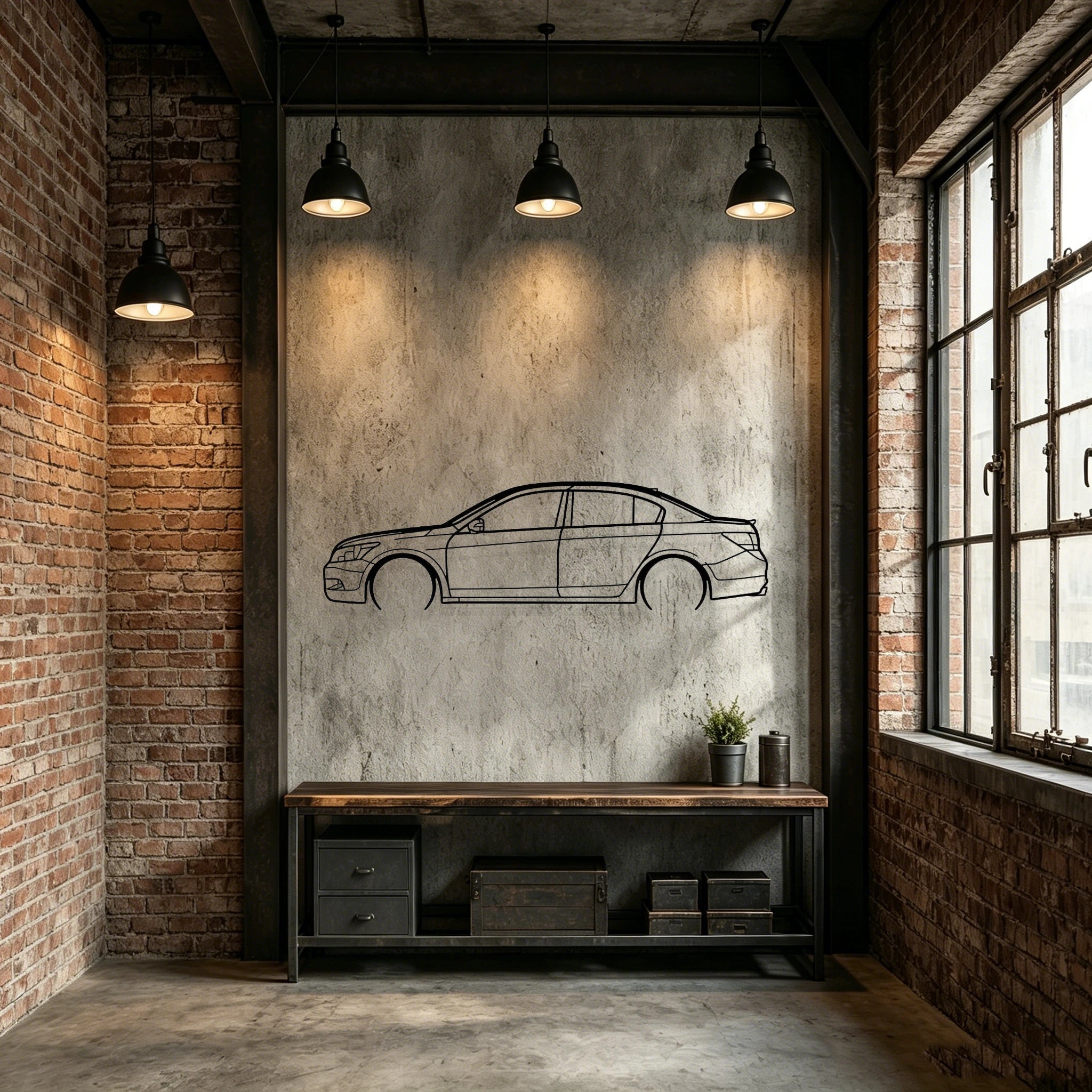 2009 Accord Detailed Silhouette Metal Wall Art - Classic Car Garage Decor