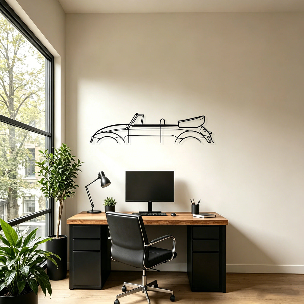 1982 Beetle Convertible Classic Silhouette Metal Wall Art - Classic Car Garage Decor