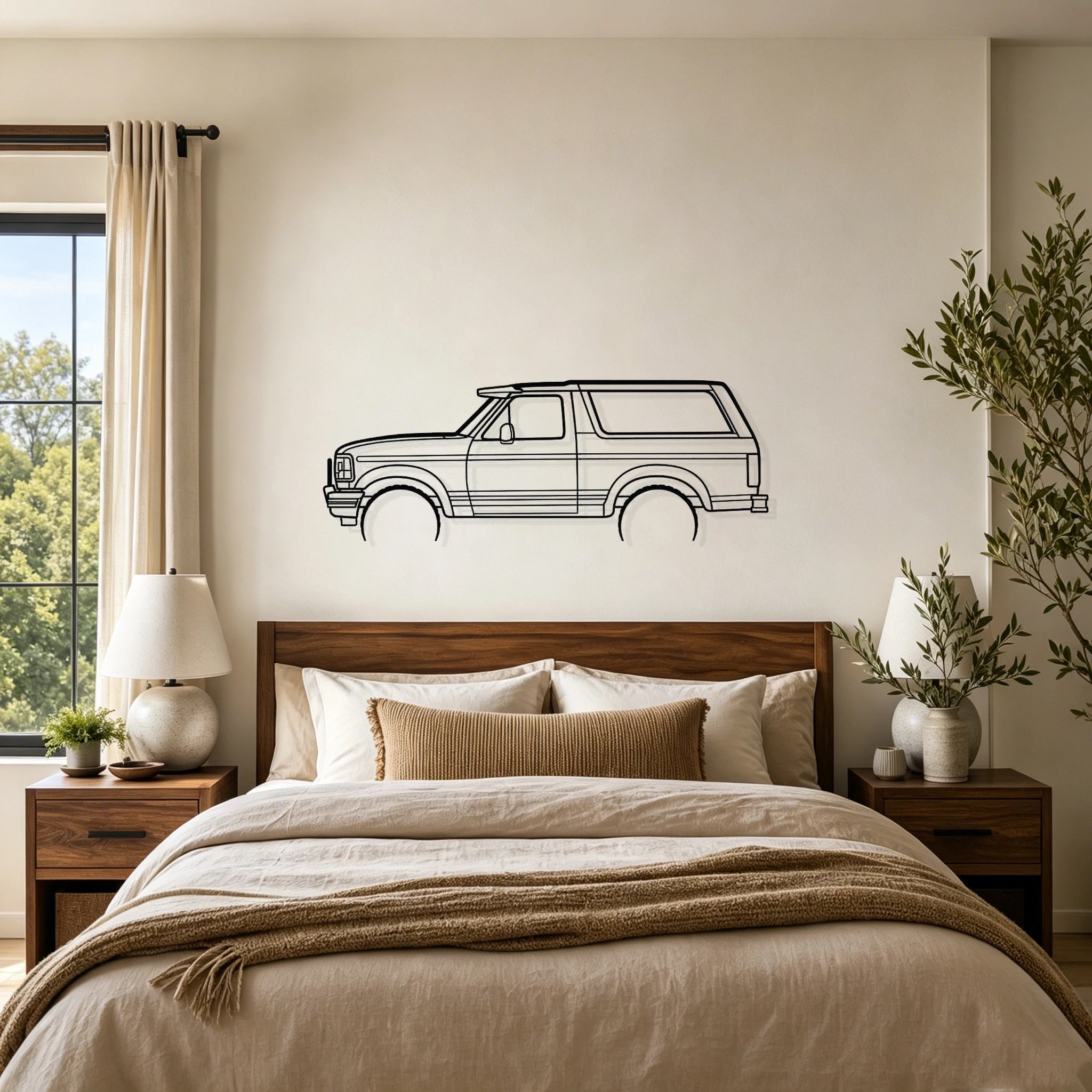 1995 Bronco XLT Detailed Silhouette Metal Wall Art - Classic Car Garage Decor