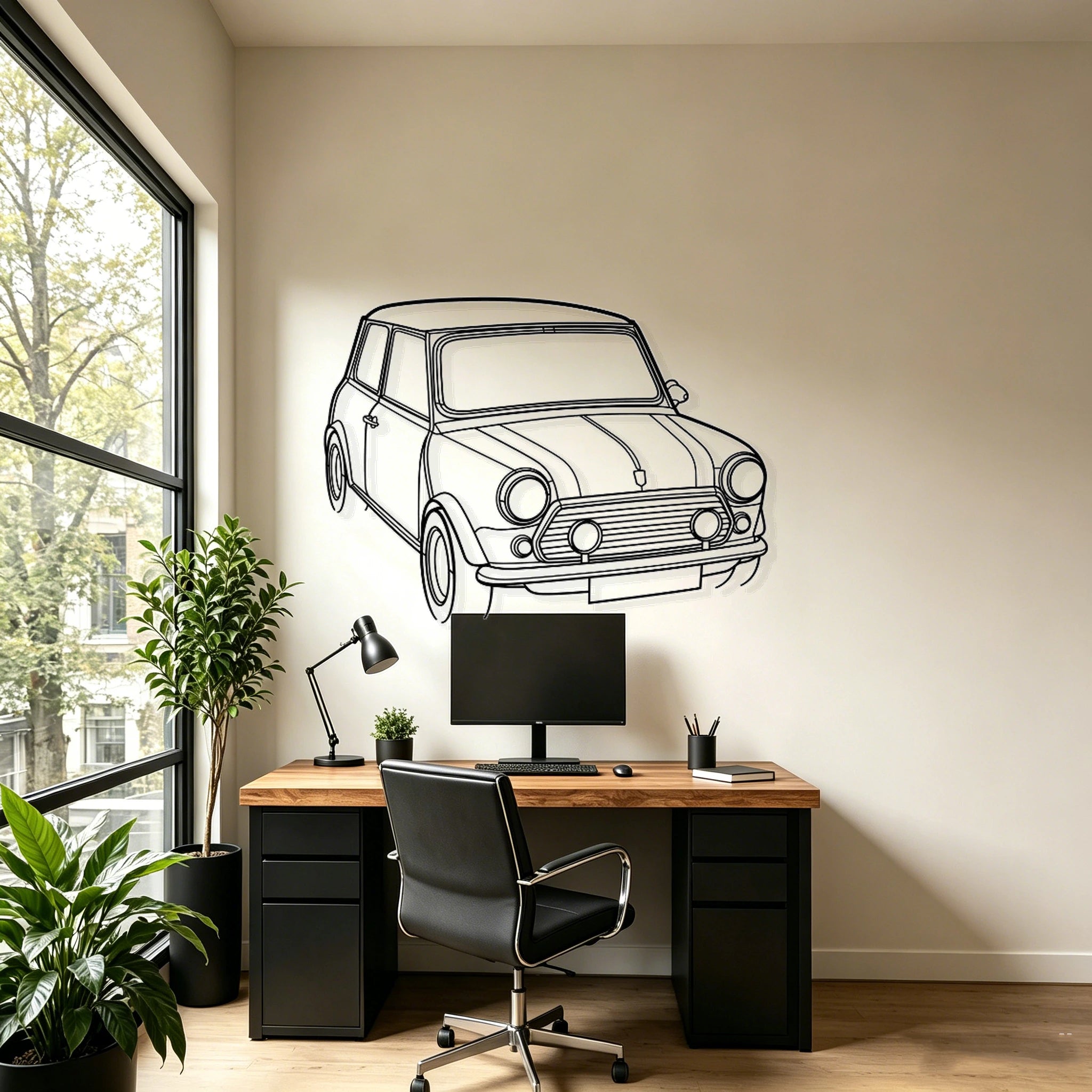 1996 Mini Angled View Metal Wall Art - Classic Car Garage Decor