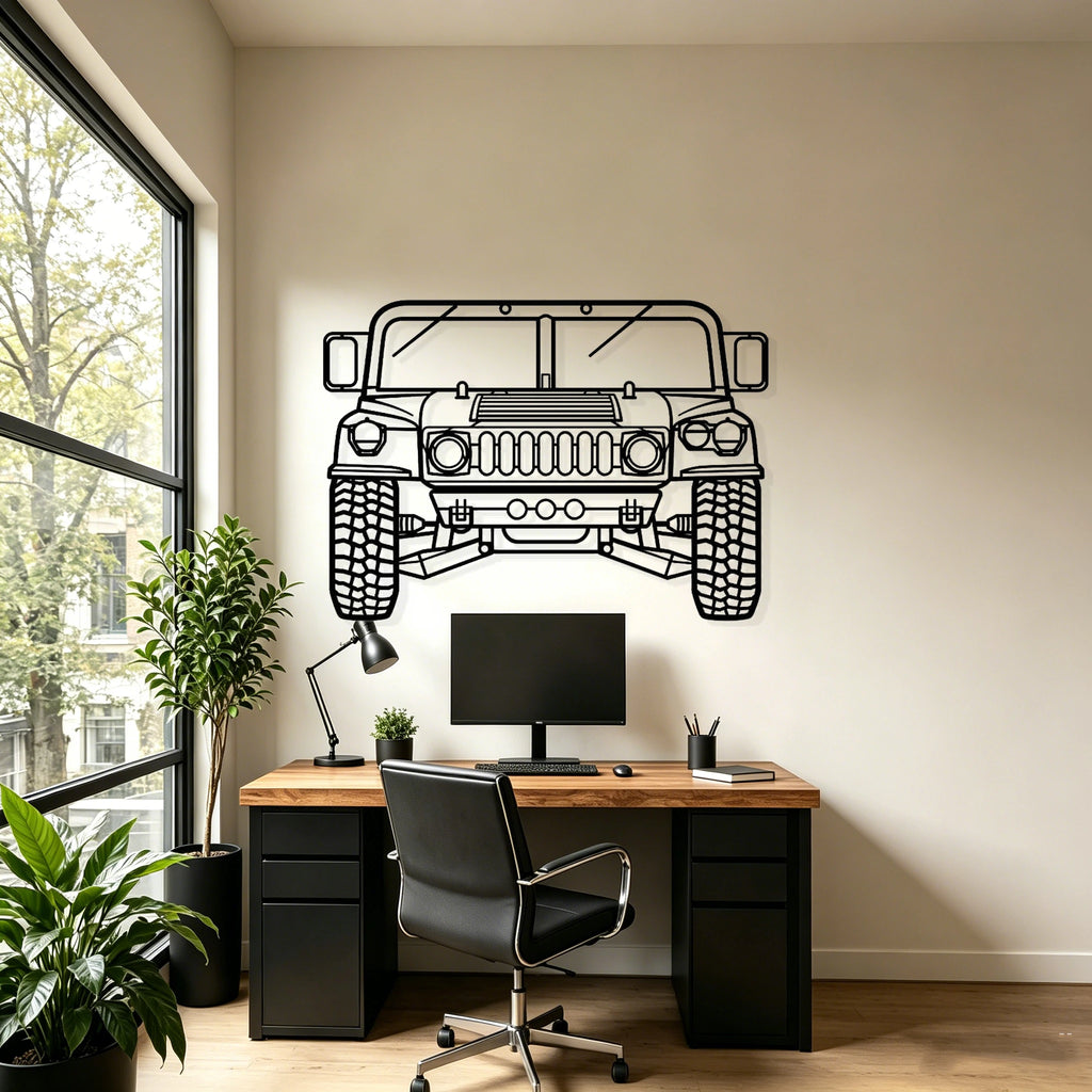 H-1 Front View Metal Wall Art - Classic Car Garage Decor