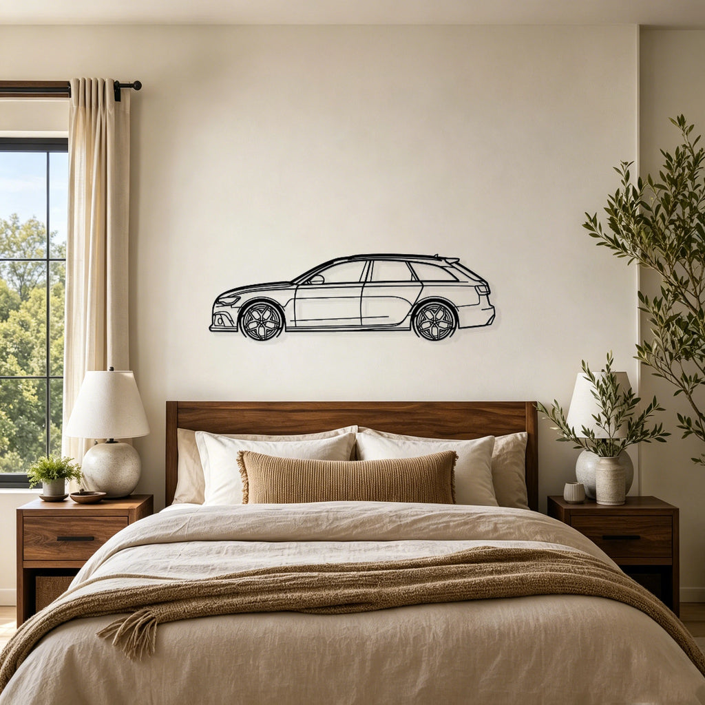 RS6 C7 Detailed Silhouette Metal Wall Art - Classic Car Garage Decor