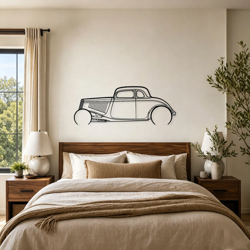 1934 Highboy Detailed Silhouette Metal Wall Art - Classic Car Garage Decor