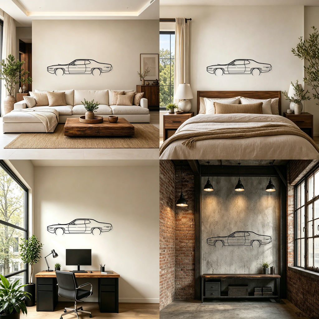 1971 Roadrunner Detailed Silhouette Metal Wall Art - Classic Car Garage Decor