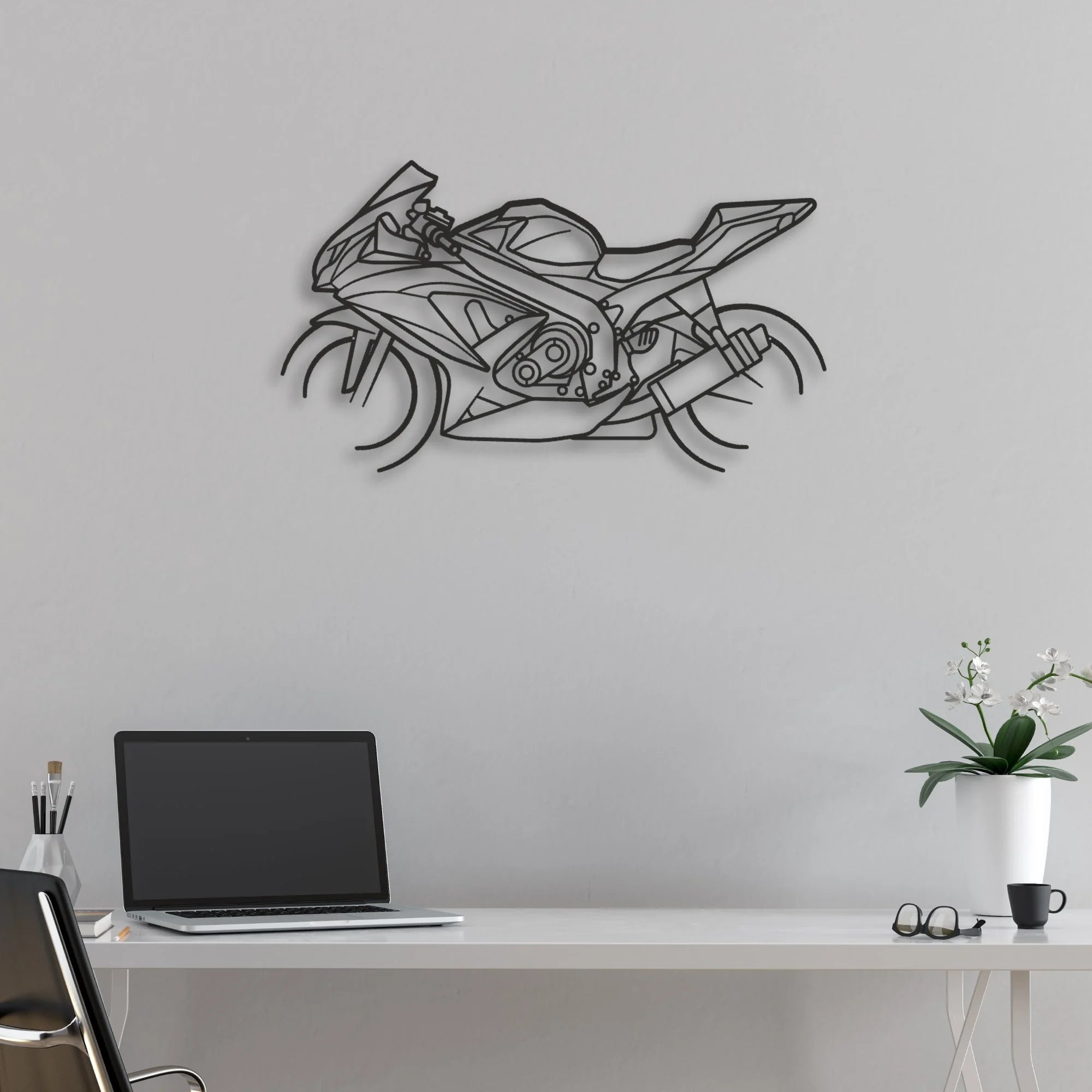 2008 Suzuki GSX-R600 Classic Motorcycle Silhouette Metal Wall Art - Moto Garage Decor