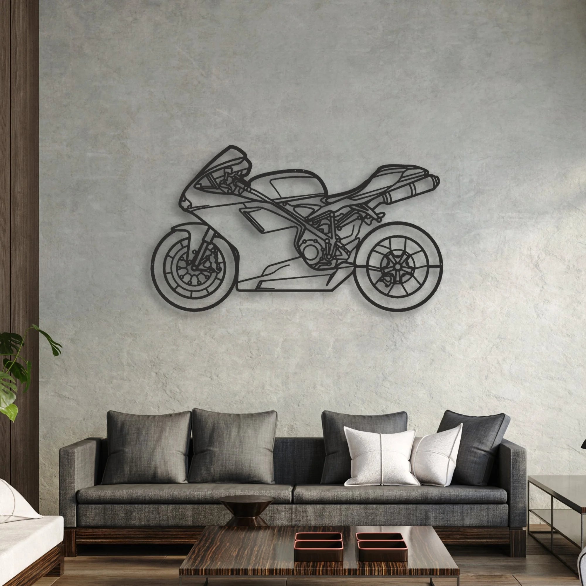 2009 Ducati 848 Classic Motorcycle Silhouette Metal Wall Art - Moto Garage Decor