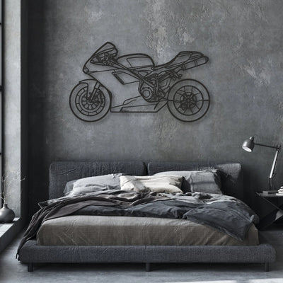 2009 Ducati 848 Classic Motorcycle Silhouette Metal Wall Art - Moto Garage Decor