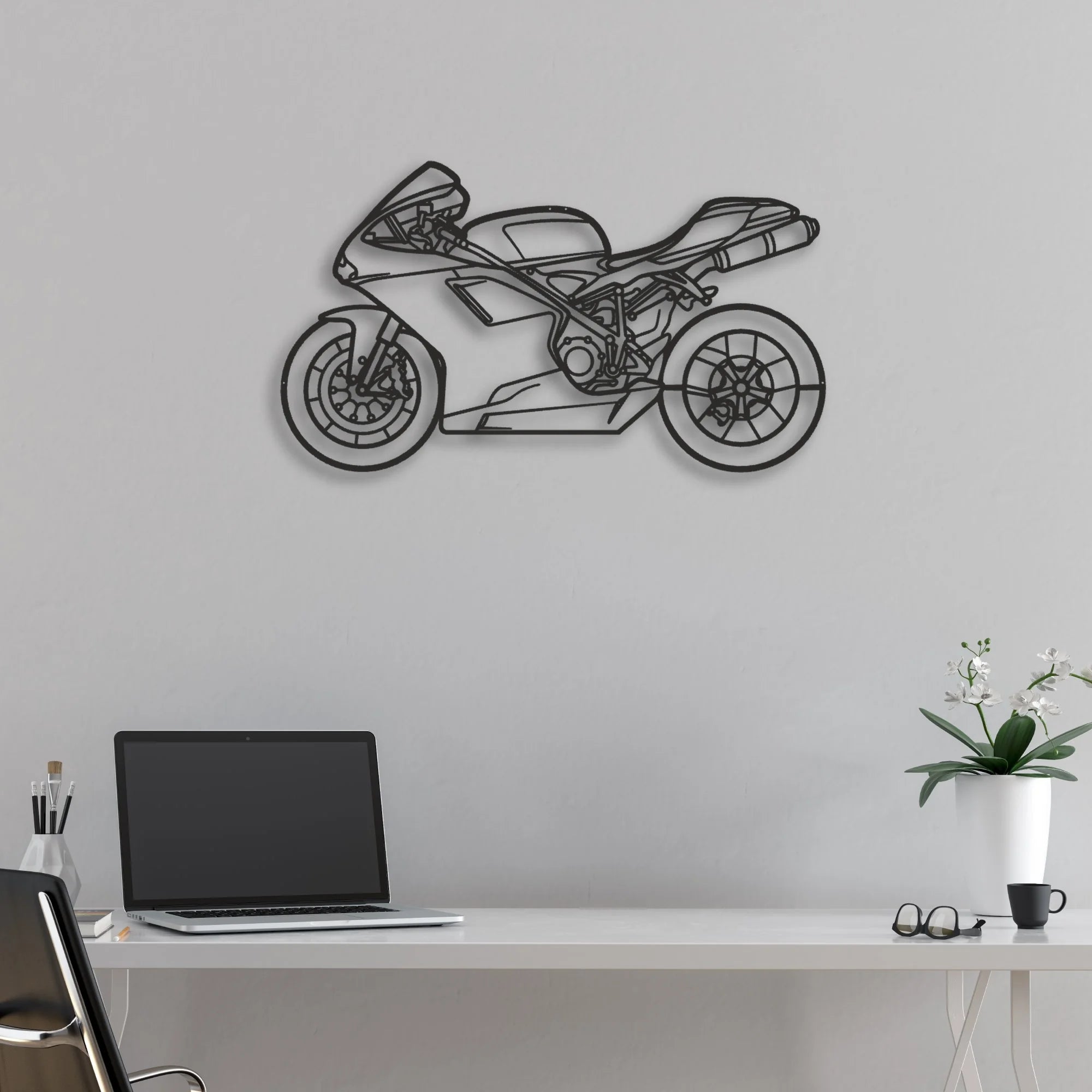 2009 Ducati 848 Classic Motorcycle Silhouette Metal Wall Art - Moto Garage Decor