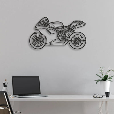 2009 Ducati 848 Classic Motorcycle Silhouette Metal Wall Art - Moto Garage Decor