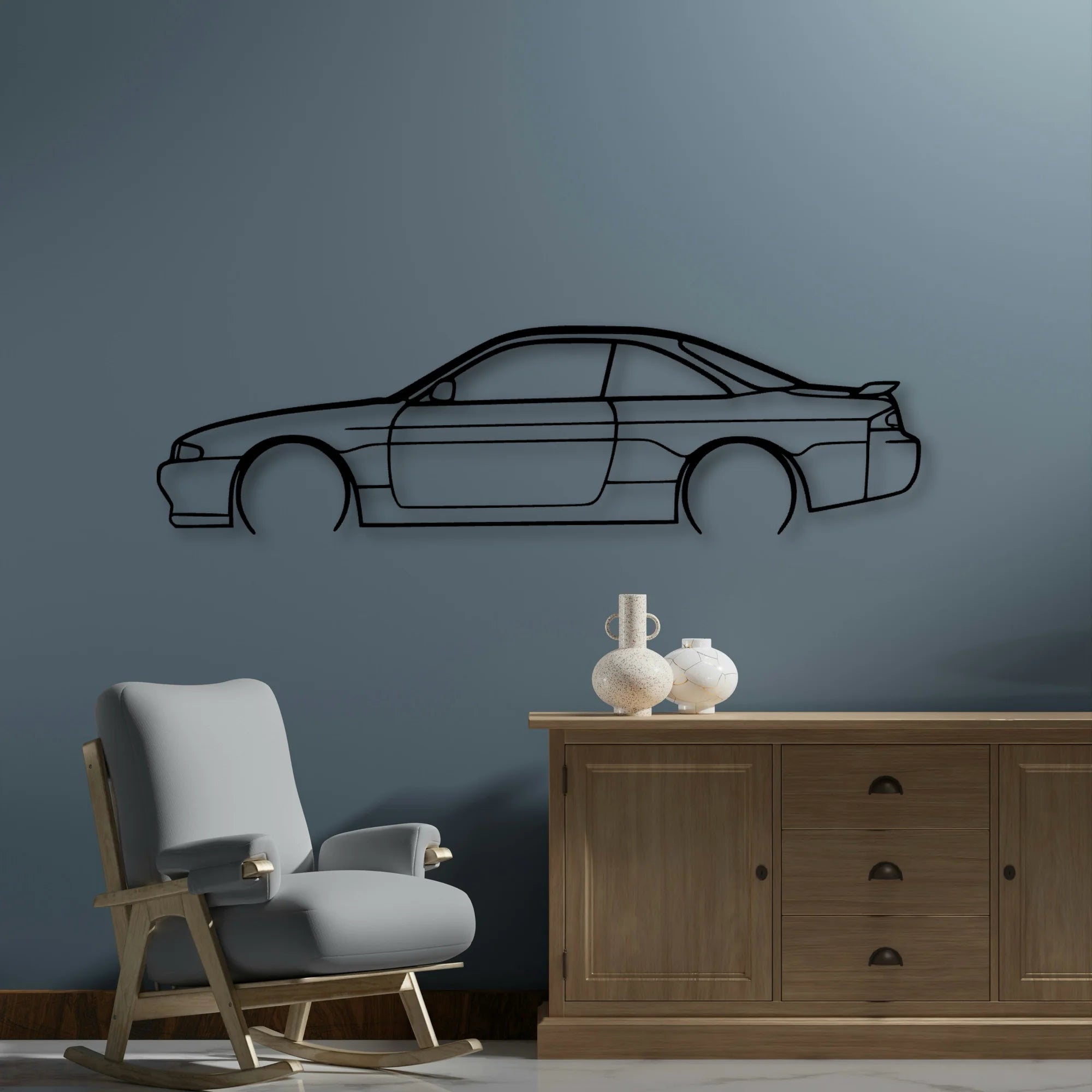 200sx S14 2 Classic Silhouette Metal Wall Art - Automotive Garage Decor