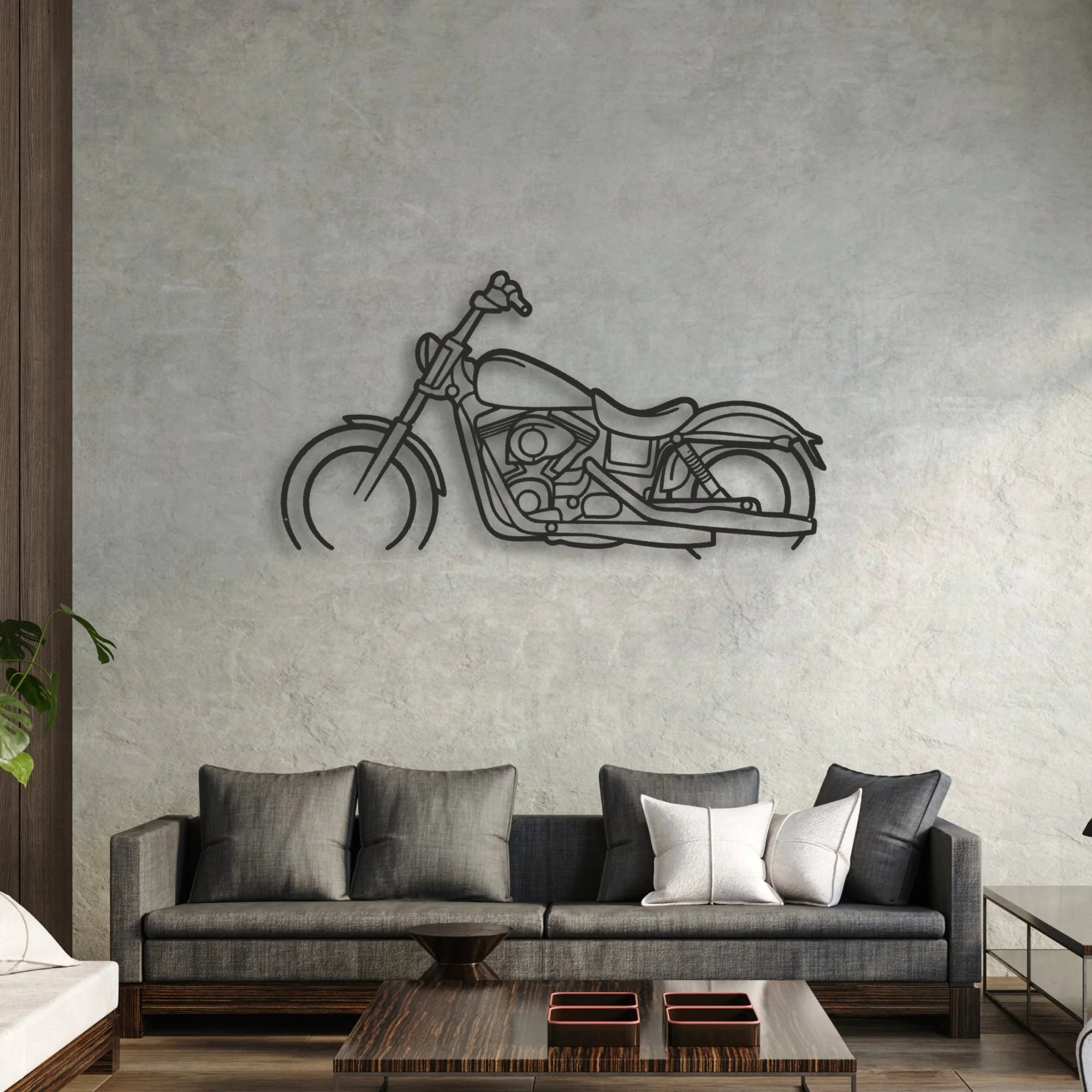 2017 Harley-Davidson Dyna Street Bob Classic Motorcycle Silhouette Metal Wall Art - Moto Garage Decor