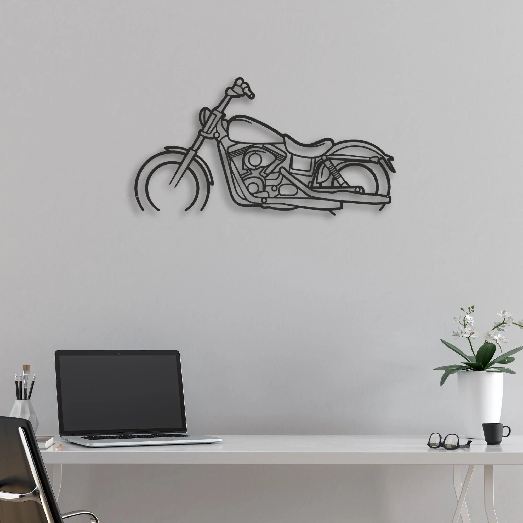 2017 Harley-Davidson Dyna Street Bob Classic Motorcycle Silhouette Metal Wall Art - Moto Garage Decor